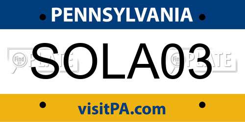 SOLA03 Pennsylvania License Plate