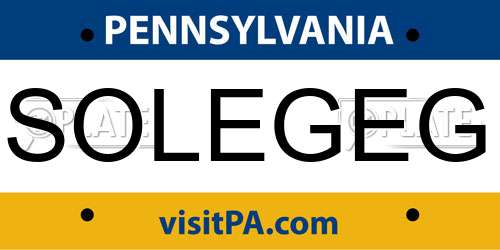SOLEGEG Pennsylvania License Plate