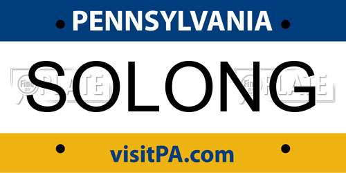 SOLONG Pennsylvania License Plate