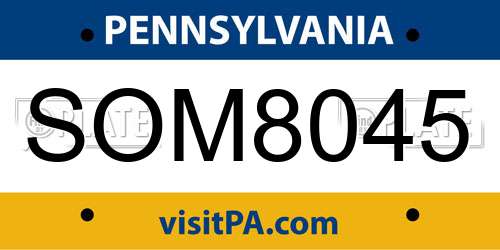 SOM8045 Pennsylvania License Plate