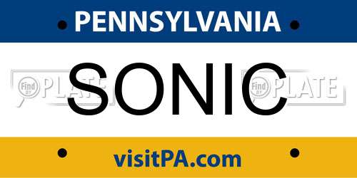 SONIC Pennsylvania License Plate