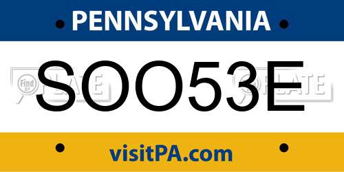 SOO53E Pennsylvania License Plate