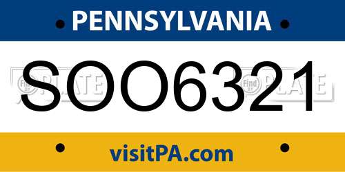 SOO6321 Pennsylvania License Plate