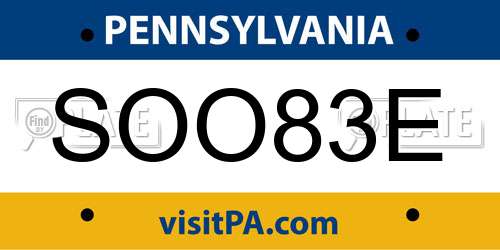 SOO83E Pennsylvania License Plate