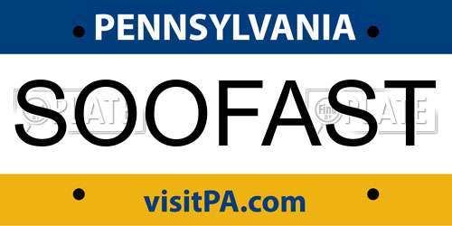 SOOFAST Pennsylvania License Plate
