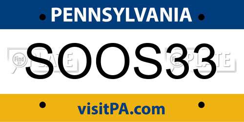 SOOS33 Pennsylvania License Plate