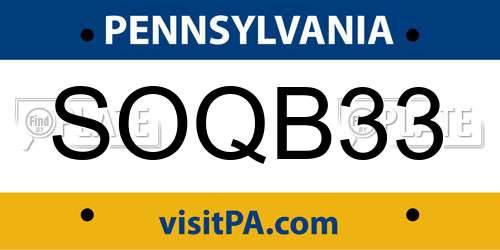 SOQB33 Pennsylvania License Plate
