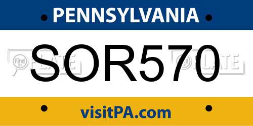 SOR570 Pennsylvania License Plate