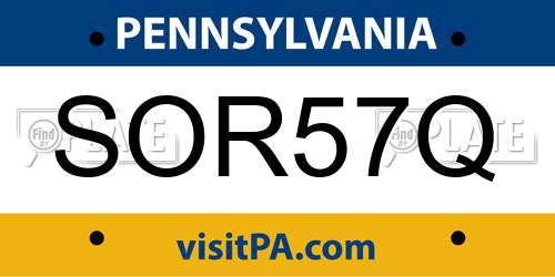 SOR57Q Pennsylvania License Plate