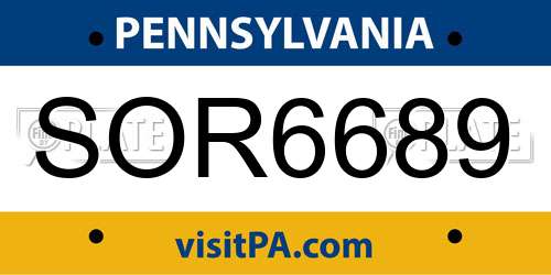 SOR6689 Pennsylvania License Plate