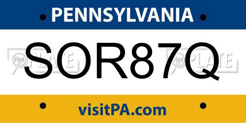 SOR87Q Pennsylvania License Plate