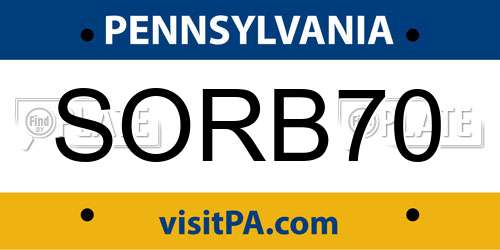 SORB70 Pennsylvania License Plate