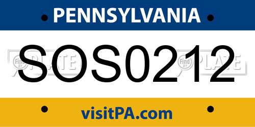 SOS0212 Pennsylvania License Plate