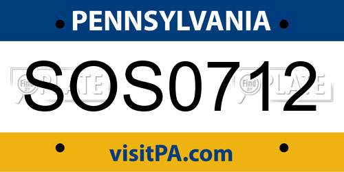 SOS0712 Pennsylvania License Plate