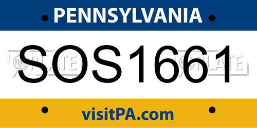 SOS1661 Pennsylvania License Plate