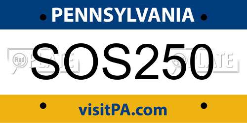 SOS250 Pennsylvania License Plate