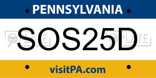 SOS25D Pennsylvania License Plate
