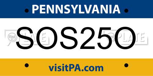 SOS25O Pennsylvania License Plate