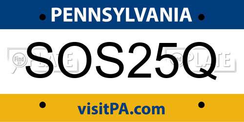 SOS25Q Pennsylvania License Plate