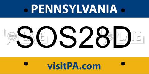 SOS28D Pennsylvania License Plate