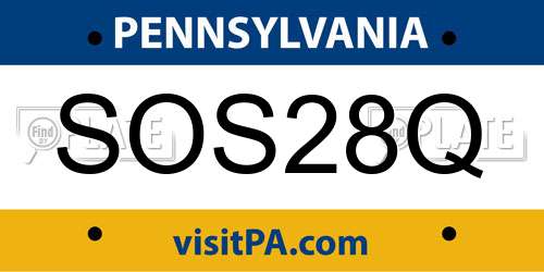SOS28Q Pennsylvania License Plate