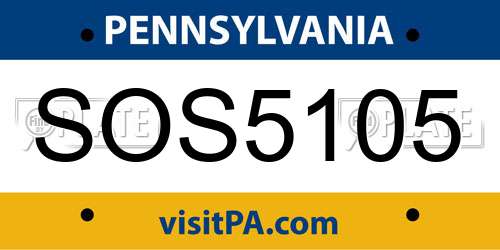 SOS5105 Pennsylvania License Plate