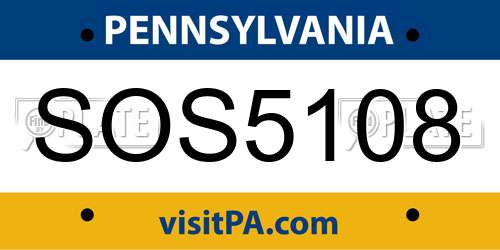 SOS5108 Pennsylvania License Plate