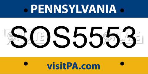 SOS5553 Pennsylvania License Plate