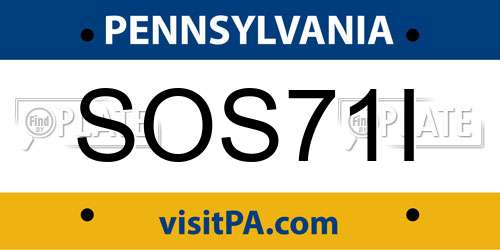 SOS71I Pennsylvania License Plate