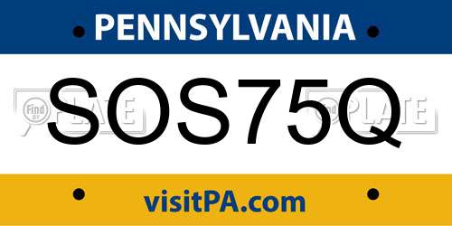 SOS75Q Pennsylvania License Plate