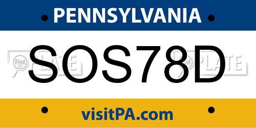SOS78D Pennsylvania License Plate