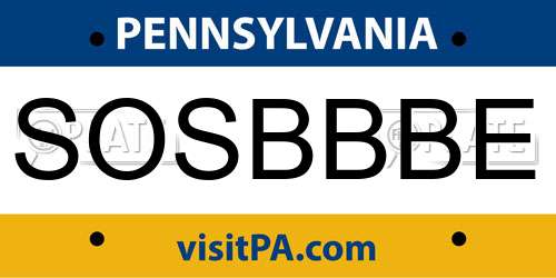 SOSBBBE Pennsylvania License Plate