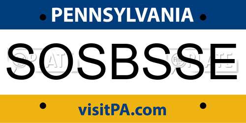 SOSBSSE Pennsylvania License Plate