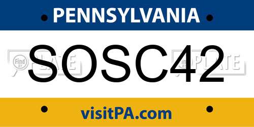 SOSC42 Pennsylvania License Plate