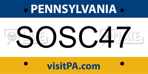 SOSC47 Pennsylvania License Plate