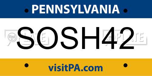 SOSH42 Pennsylvania License Plate