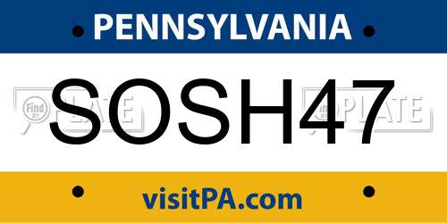 SOSH47 Pennsylvania License Plate