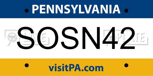 SOSN42 Pennsylvania License Plate