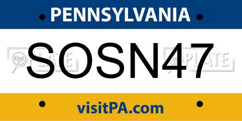 SOSN47 Pennsylvania License Plate