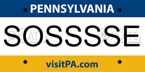 SOSSSSE Pennsylvania License Plate