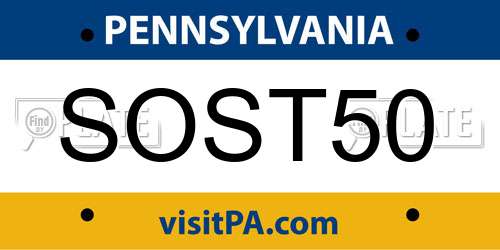 SOST50 Pennsylvania License Plate