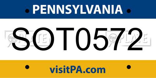 SOT0572 Pennsylvania License Plate