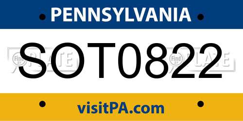 SOT0822 Pennsylvania License Plate