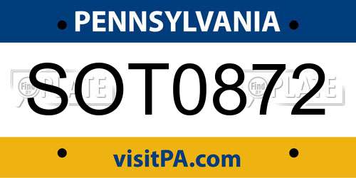 SOT0872 Pennsylvania License Plate
