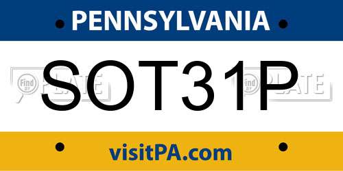 SOT31P Pennsylvania License Plate