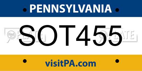 SOT455 Pennsylvania License Plate