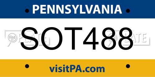 SOT488 Pennsylvania License Plate