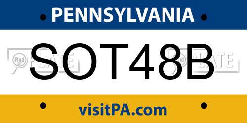 SOT48B Pennsylvania License Plate
