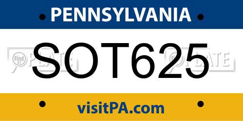 SOT625 Pennsylvania License Plate
