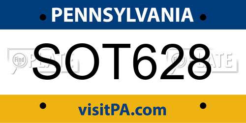 SOT628 Pennsylvania License Plate